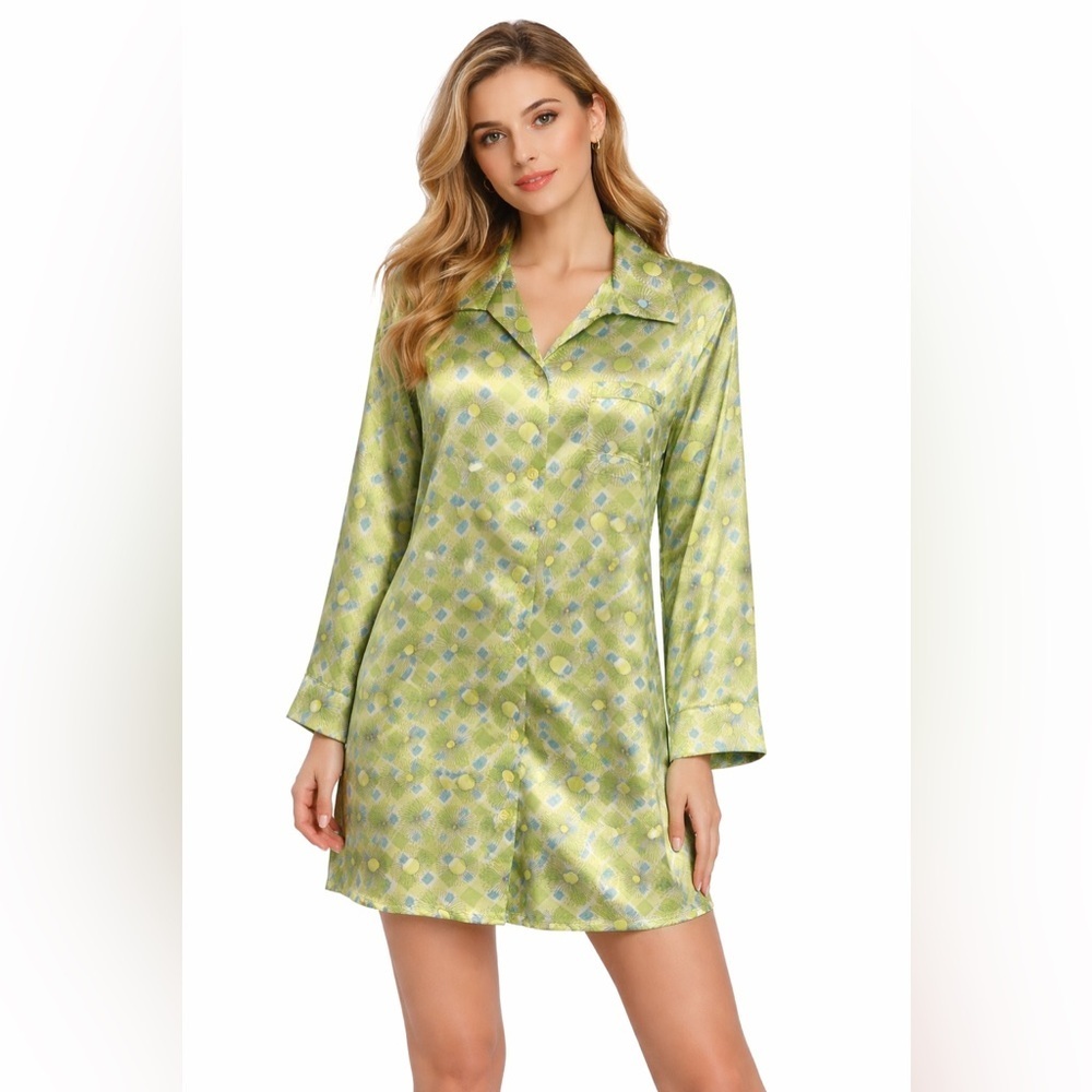 Victoria's Secret Vintage Lime Satin sleep shirt